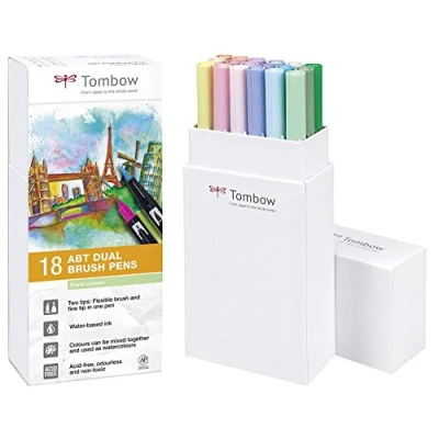 Abbildung von Tombow ABT 18C 5 Fasermaler Dual Brush Pen mit zwei Spitzen, 18 er Set, pastellfarben