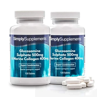 Abbildung von Glucosamin 500mg &amp; Marine Kollagen 400mg 240 Tabletten Versorgung für bis zu 8 Monaten SimplySupplements