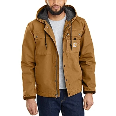 Abbildung von Carhartt, Herren, Lockere Arbeitsjacke aus ausgewaschenem Segelleinen mit Sherpa Futter, Carhartt® Braun, S