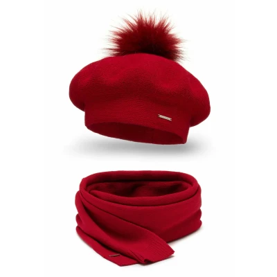 Abbildung von Vivisence Beret AND SET Schal, Damen, Größe: One Size, Red