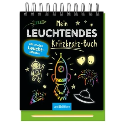 Abbildung von Mein leuchtendes Kritzkratz Buch: mit coolen Leucht Effekten Kreativer Kratzelspaß Malideen und Holzstift für Kinder ab 5 Jahren