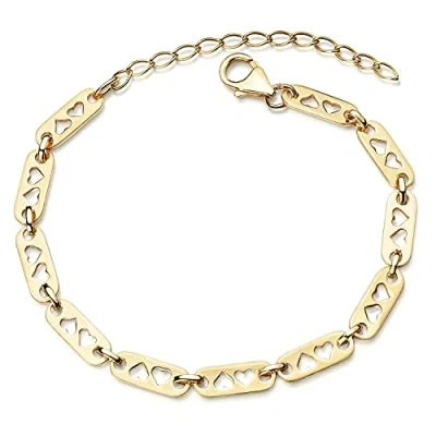 Abbildung von MATERIA by Matthias Wagner Damen Armband gold mit Herzen aus 925 Silber vergoldet 17,5 22cm SA 139