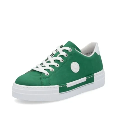 Abbildung von Rieker Damen Low Top Sneaker N49W1, Frauen Halbschuhe,Turnschuhe,Laufschuhe,straßenschuhe,Strassenschuhe,Sportschuhe,grün (52),37 EU / 4 UK