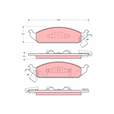 Abbildung von TRW GDB4016 Bremsbelagsatz inkl. Verschleißwarnkontakt CHRYSLER: Stratus Convertible