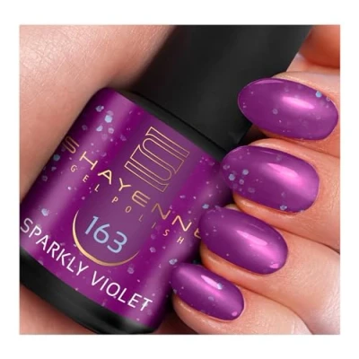 Abbildung von SHAYENNE MADE in GERMANY Shellac Gel Nagellack 15 ml für UV LED Lampe 163 Sparkly Violet Lila Glitzer Nail Polish for Lamp Nagel Lack Gellack Nagelgel