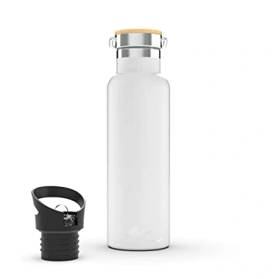 Abbildung von Daikoku Bottle, Doppelwandige Edelstahl Thermoskanne, die das Getränk stundenlang heiß oder kalt hält, zwei Verschlüsse, weiß, 500 ML