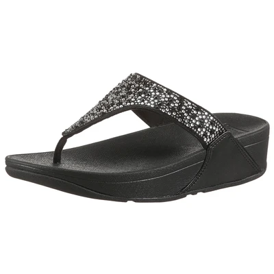 Abbildung von Fitflop Damen Lulu Crystal Mix Toe Post Sandale, Schwarz, 41 EU