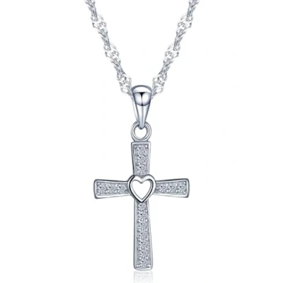 Abbildung von Unendlich U Klassisch Kreuz Herz Damen Halskette 925 Sterling Silber Zirkonia Anhänger Kette mit Anhänger,