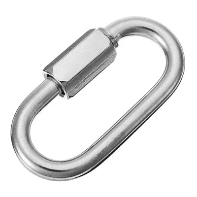 Abbildung von Constrabo 1x Kettenglied Karabiner Edelstahl AISI 316 (V4A) 8mm Ø Schraubkarabiner 1150 kg Tragkraft mit Schraubglied Quick Link, Schraubverbinder, Maillon Rapide Rapidglied