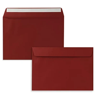 Abbildung von 25x Briefumschläge DIN C5 Dunkelrot (Rot) 16,2 x 22,9 cm Haftklebung Edle Kuverts für große Einladungen und Karten zum Geburtstag oder Hochzeit