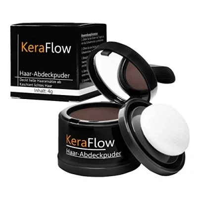 Abbildung von KeraFlow Ansatzpuder, Haar Concealer Haarverdichtung, Haarpuder gegen grauen Haaransatz und lichte Haare 4g (Mittelbraun)