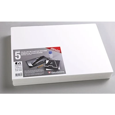 Abbildung von Clairefontaine 193669C Packung (mit 5 Schaumkartons, DIN A3, 29,7 x 42 cm, 10 mm, säurefrei, leicht und fest, geeignet für Dekorationsarbeiten, zur Bilderrahmung, zum Modellieren) 5er Pack weiß