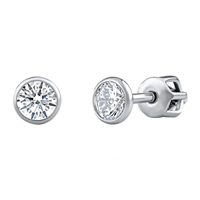 Abbildung von SILVEGO Damen Ohrringe aus 925 Sterling Silber Ohrstecker mit klaren Zirkonia Brilliance Zirconia 4mm