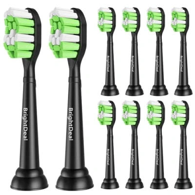 Abbildung von Brightdeal 10er Ersatzbürsten für Philips Sonicare Elektrische Schallzahnbürste Bürstenköpfe EasyClean 2 Series 4100 5100 und Andere Snap on Zahnbürste (Schwarz)