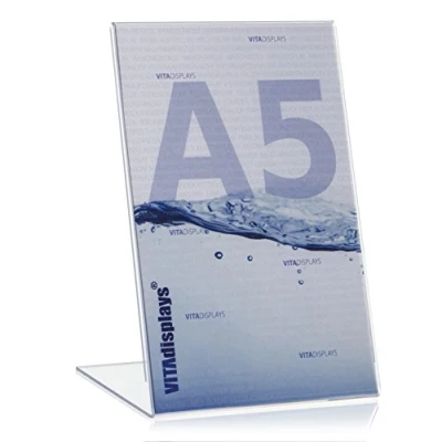 Abbildung von VITAdisplays® DIN A5 Tischaufsteller/Werbeaufsteller/schräg im 10er Pack, Transparent (10 x NE 370L)