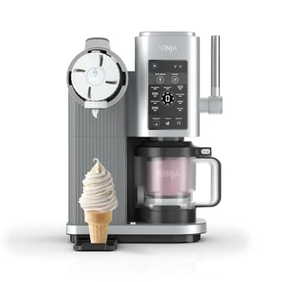Abbildung von Ninja Swirl by CREAMi Sorbetière et Machine à glaces avec 2 pots, 13 modes pour réaliser crèmes glacées, l’italienne, gelatos, sorbets, milkshakes, option Extra, Gris platine, NC701EU