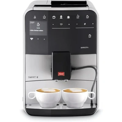 Abbildung von Melitta Barista T Smart Kaffeevollautomat mit Milchsystem, Kaffeemaschine Mahlwerk, für z. B. Cappuccino oder Espresso, App Steuerung möglich, schwarz/silber