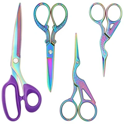 Abbildung von Belle Vous Robuste Stickschere (4er Pack) Edelstahl Stoffschere für Schneiderarbeiten/Bastelscheren Scharfe Schneiderscheren Nähen, Stickerei und Leder Nähschere
