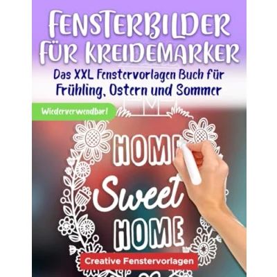 Abbildung von Fensterbilder für Kreidemarker: das XXL Fenstervorlagen Buch Kinder ab 4 Jahren Fenster bemalen mit dem abwischbaren Kreidestift! Abwechslungsreiche Motive Kinderzimmer und Zuhause!