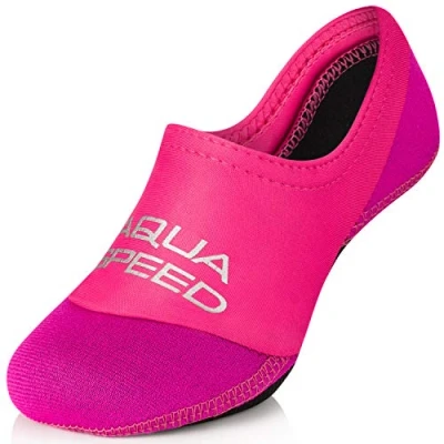 Abbildung von Aqua Speed Neoprensocken Mädchen Schwimmsocken Kinder Swimming Pool Socks Kids Anti Rutsch Badesocken Wassersocken elastisch Neopren Socken Gr. 26 27, Pink Hell Neo