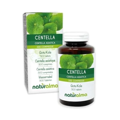 Abbildung von Wassernabel (Centella asiatica) Kraut Naturalma 150 g 300 Tabletten Nahrungsergänzungsmittel Natürlich und Vegan