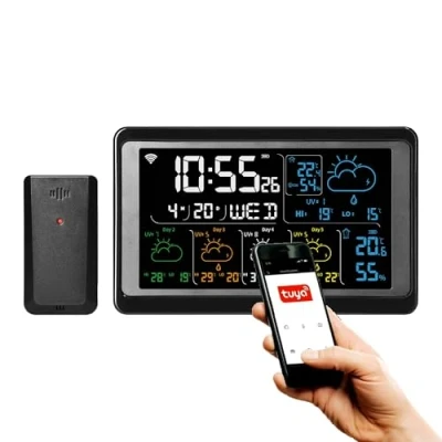 Abbildung von Smart Wi Fi 2.4GHz Wireless Wetterstation mit Aussensensor IP44, kompatibel Alexa, Google Home, Sprachsteuerung
