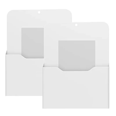 Abbildung von MoKo Magnetischer Stiftehalter, 2 Pack Magnetisch Zeitungshalter Wand, A4 Dokumentenhalter Bürobedarf Aufbewahrung, Notizbücher Organizer für Schule Büro Zuhause Kühlschrank, Weiß
