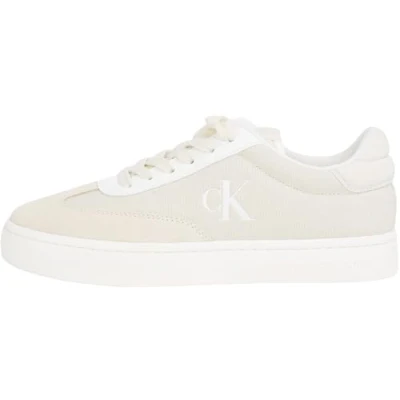 Abbildung von Calvin Klein Damen Cupsole Sneaker Classic Low Mix aus Canvas, Weiß (Creamy White/Bright White), 36