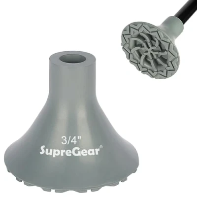 Abbildung von supregear Gehstockspitzen Ersatz, 19 mm Extreme Haftung Rutschfeste Schwere Gummispitzen Geländegehstock Fußpolster für Gehstock Klappgehstock Offset Quad Pod/Tripod Zubehör, Schwarz