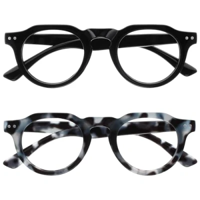 Abbildung von OPULIZE RIO Lesebrille mit Blaulichtfilter 2er Pack Rahmen Oben Flach Schwarz, Blue Tortoiseshell Damen &amp; Herren Federscharniere BB53 13 +2.50