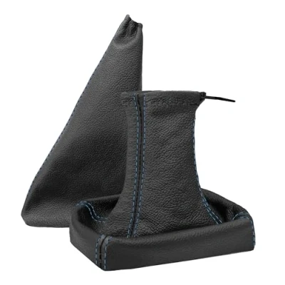 Abbildung von L &amp; P Car Design L&amp;P A0020 4 Set Schaltsack Schaltmanschette + Handbremsmanschette 100% Echtleder Schwarz Naht Blau Ersatzteil für Opel Tigra Twintop