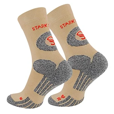 Abbildung von STARK SOUL Trekking Wandersocken für Damen &amp; Herren, 2 Paar Atmungsaktive Gepolsterte Outdoor Socken (Beige, 39 42)