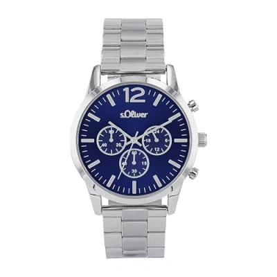 Abbildung von s.Oliver Armbanduhr Herren Chronograph Analog, mit Edelstahl Armband, Blau, 3 bar Wasserdicht, Kommt in Uhren Geschenk Box, 2038383