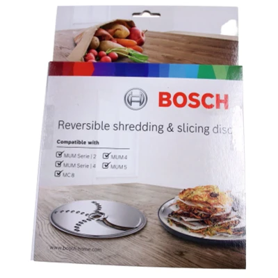 Abbildung von Bosch Kartoffelpuffer Rösti Scheibe MUZ45KP1, Wendescheibe, spülmaschinengeeignet, feine Streifen für Kartoffelpuffer/Rösti, robust, Edelstahl, passend MUM 4, 5, Serie 2