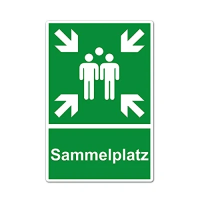 Abbildung von Sammelplatz Sammelstelle Sammelpunkt Schild 20 x 30 cm aus stabiler PVC Hartschaumplatte 3mm mit UV Schutz von STROBO