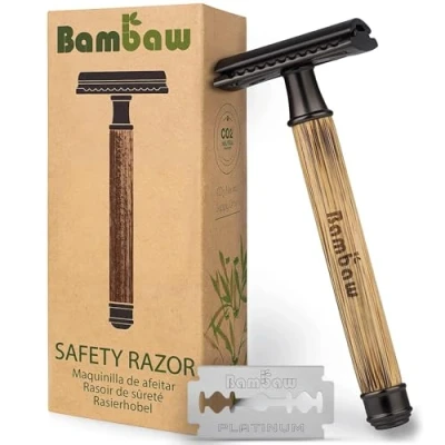 Abbildung von Rasierhobel Damen und Herren Safety Razor mit Bambusgriff Naßrasierer Einklingen Rasierer Zero Waste Produkte Eco Bambaw