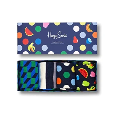 Abbildung von Happy Socks Herrensocken, Geschenkset, Marineblau, 4 Stück