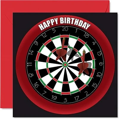 Abbildung von Stuff4 Lustige Geburtstagskarte zum 44. Geburtstag für Männer und Frauen, Dartscheibe, Happy Birthday Karte Vater, Mutter, Bruder, Schwester, Großvater, Oma, Onkel, Tante, 145 x mm,