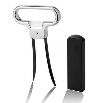 Abbildung von Qpractiko Profi Korkenzieher aus Edelstahl Müheloses Öffnen alter Weine Ergonomisches Korkgriff Design Mit Hartplastiktasche Innovative Handhabung, Silber,