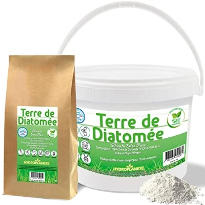 Abbildung von HYDROPLANETE Kieselgur Pulver Weiß Hohe Reinheit 100% Diatomeenerde Anwendbar in Haus und Hof Lebensmittelqualität Diatomaceous Earth 1,5 kg