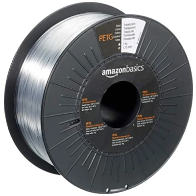 Abbildung von Amazon Basics 3D Drucker Filament aus PETG Kunststoff, 1.75 mm, durchscheinend, 1 kg Spule