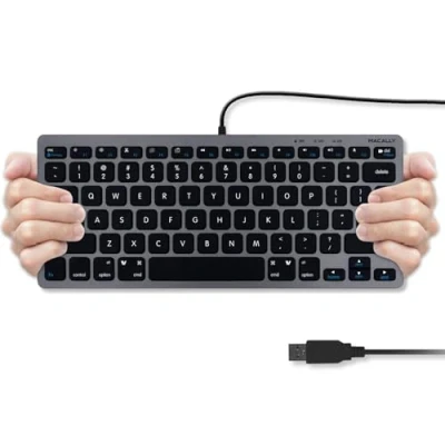 Abbildung von Macally Schlanke USB Tastatur für Apple Mac, iMac, MacBook Pro/Air, Mac Mini, Windows PC Desktops, Laptop (Space Gray)