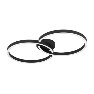 Abbildung von Eglo 900955 LED Deckenleuchte AMANDOLO Alu, Stahl schwarz Kunststoff weiss 19,5W 2700 6500K L:67.5cm B:38cm H:6.5cm dimmbar