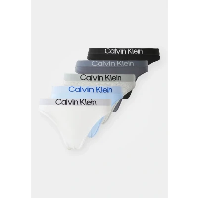 Abbildung von Calvin Klein Underwear Thong 5 PACK String, Damen, Größe: Medium, Black/white/grey heather/frozen fiord