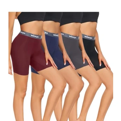 Abbildung von wirarpa Damen Boxershorts Panties Modal Radlerhose Kurze für Unter Kleid Anti Scheuern Unterhosen mit Bein 4er Pack Mehrfarbig Größe M