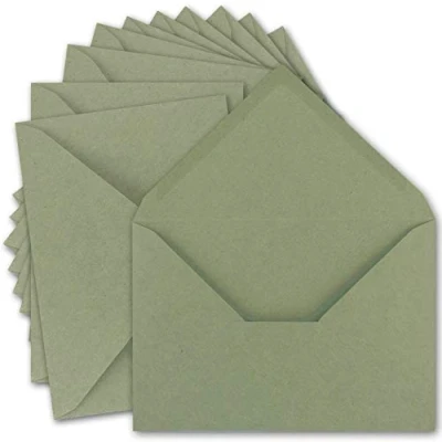 Abbildung von 50x Vintage Brief Umschläge DIN C5 Kraftpapier 120 g/m² 157 x 225 mm grün Recycling Nassklebung Spitzklappe UmWelt by GUSTAV NEUSER