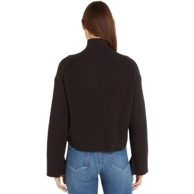 Abbildung von Calvin Klein Jeans Label Chunky Sweater Strickpullover, Damen, Größe: Large, Black