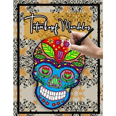 Abbildung von Totenkopf Mandalas: Malbuch für Erwachsene mit Design / Entspannung Stressabbau Día de los muertos