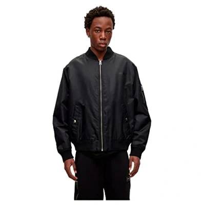 Abbildung von HUGO Herren Byler2321 Oversized Bomberjacke mit tonalem Logo Schwarz L