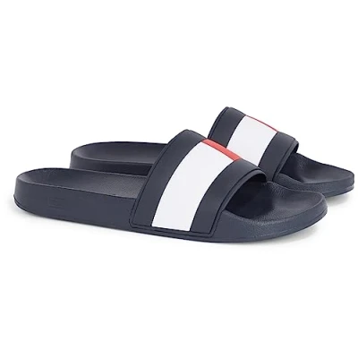 Abbildung von Tommy Hilfiger Herren Badeschuhe Rubber TH Flag Pool Slide Badelatschen, Blau (Desert Sky), 40 EU